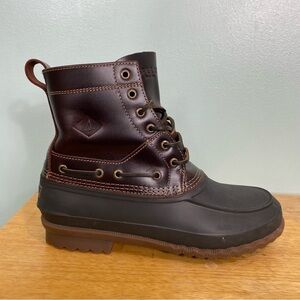 Sperry‎ Mens Duck Boots Leather Rubber Dark Tone Sz 9